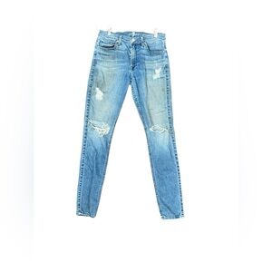 7 For All Mankind Light Blue Distressed Skinny Jeans